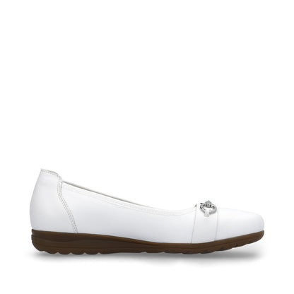 Rieker L9360-80 White Slip On Pumps with Silver Link