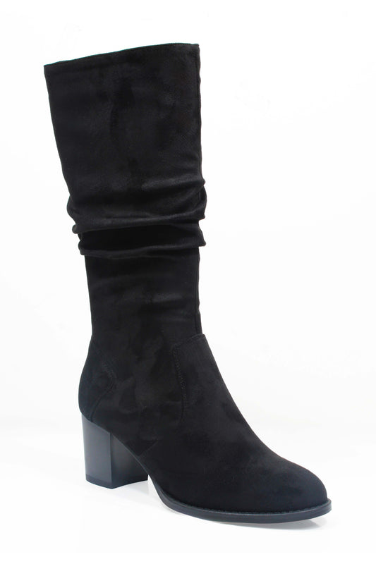 Susst Lois26 Black Micro Slouch Calf Boots