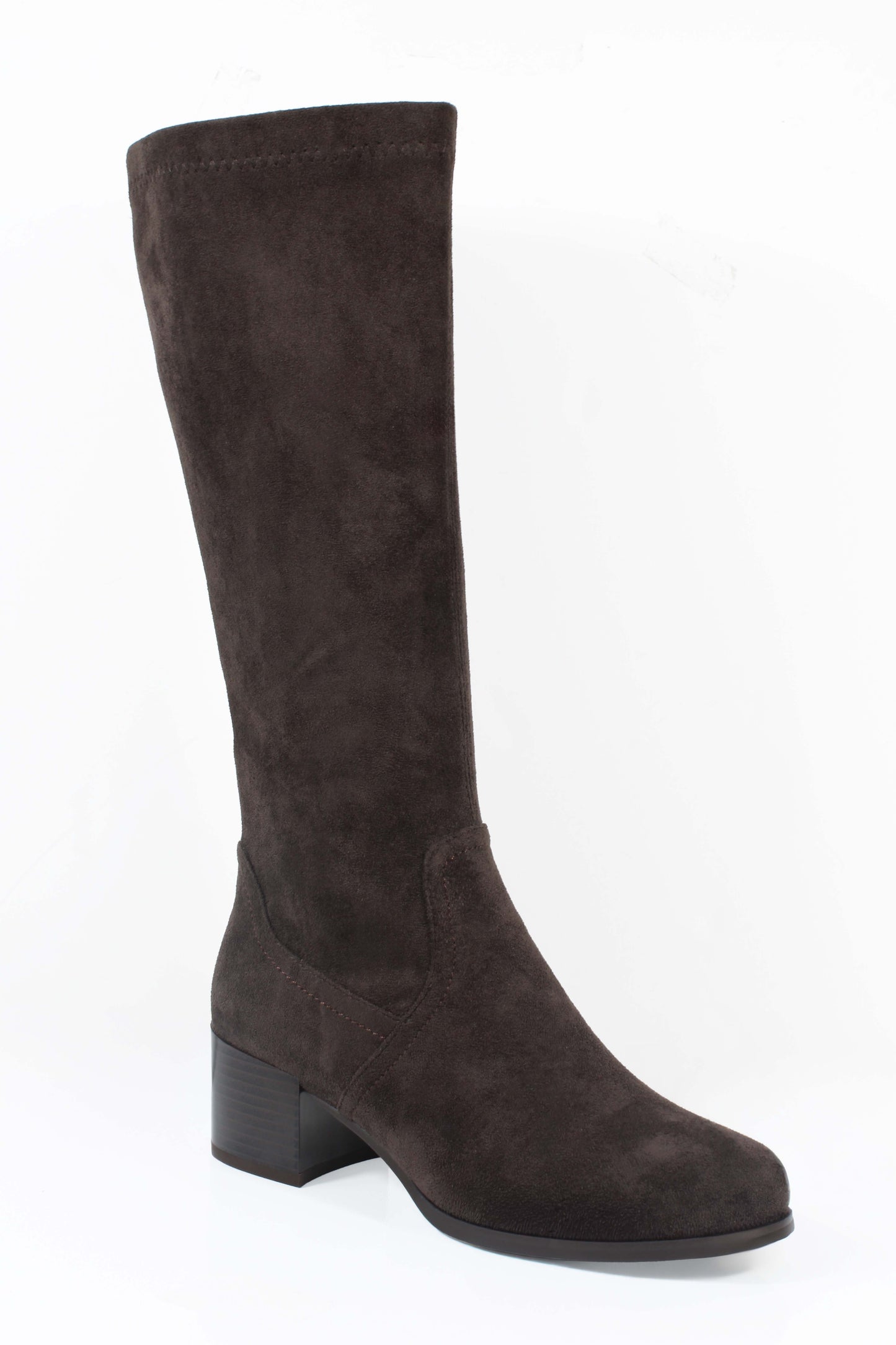 Susst Lucia26 Brown Micro Low Heel Stretch Knee Boots