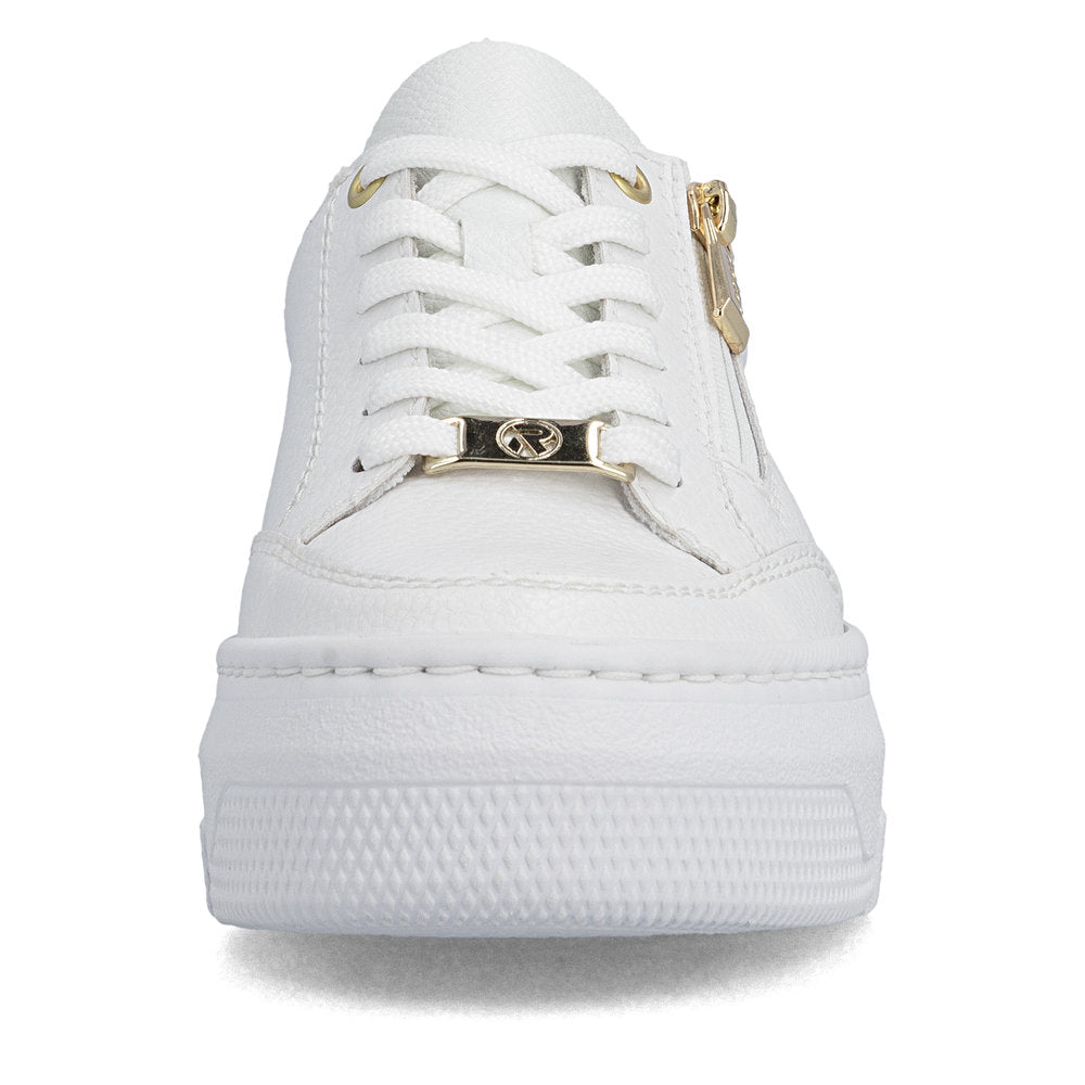 Rieker M1900-80 White & Leopard Heel F Fit Trainers with Zip