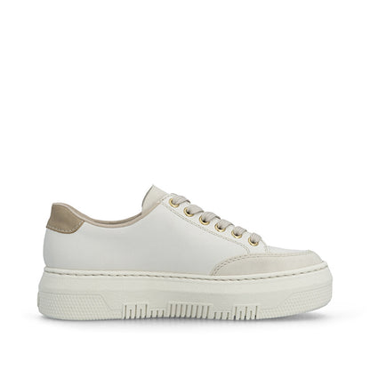 Rieker M1912-80 Cream & Gold zip F Fit Trainers