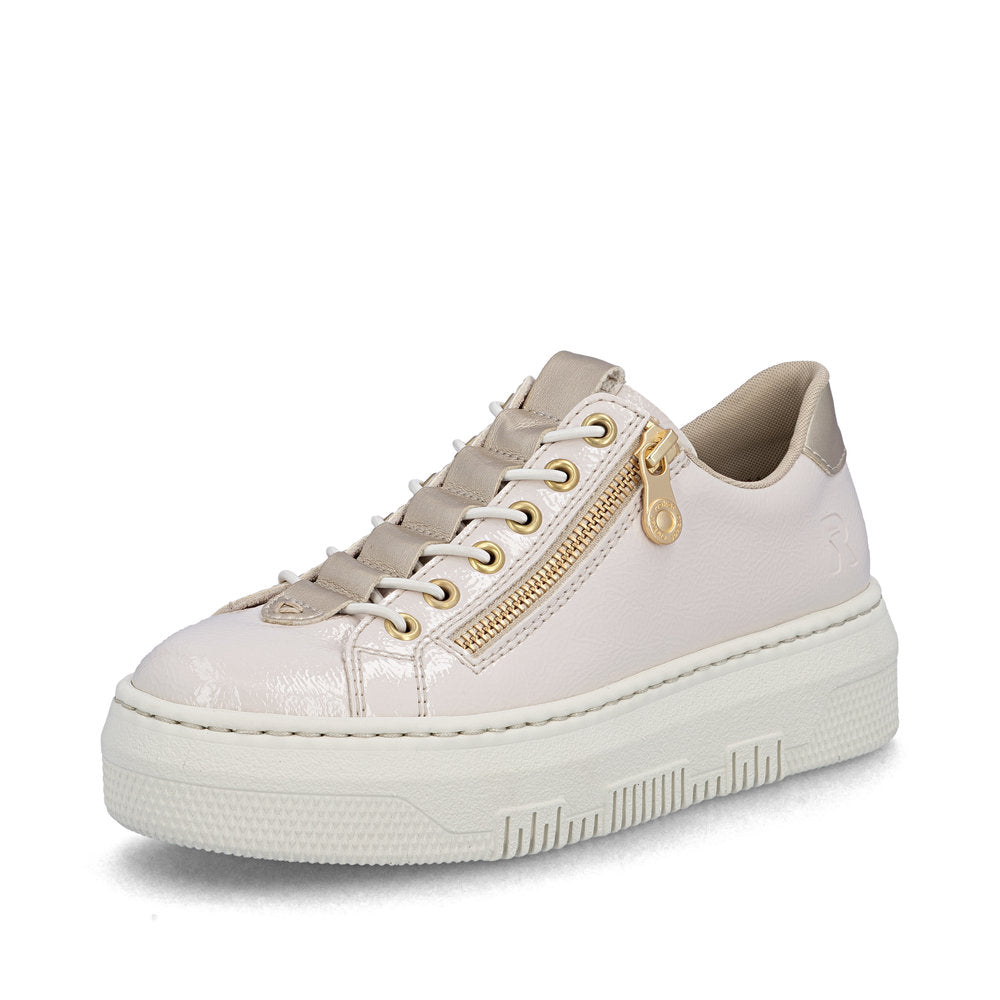 Rieker M1953-80 Beige Off White & Pale Gold F Fit Trainers