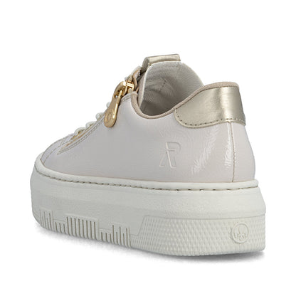 Rieker M1953-80 Beige Off White & Pale Gold F Fit Trainers