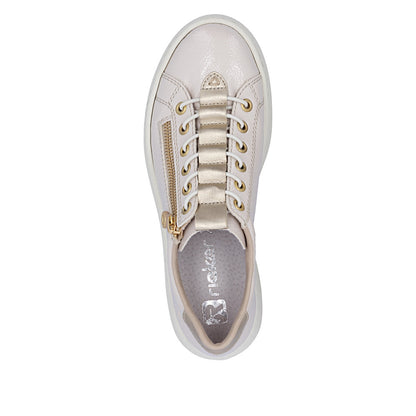 Rieker M1953-80 Beige Off White & Pale Gold F Fit Trainers