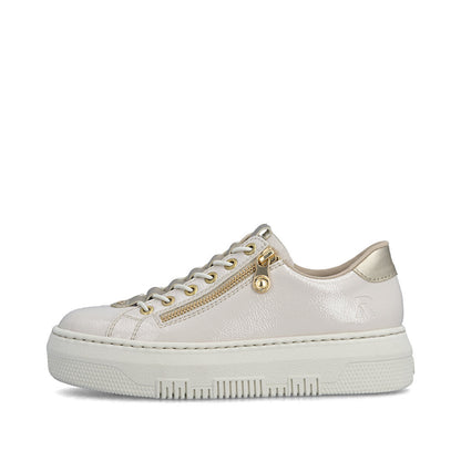 Rieker M1953-80 Beige Off White & Pale Gold F Fit Trainers
