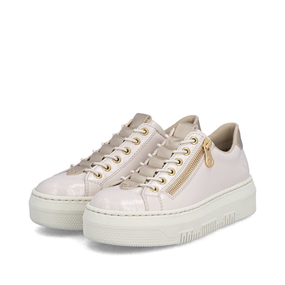 Rieker M1953-80 Beige Off White & Pale Gold F Fit Trainers