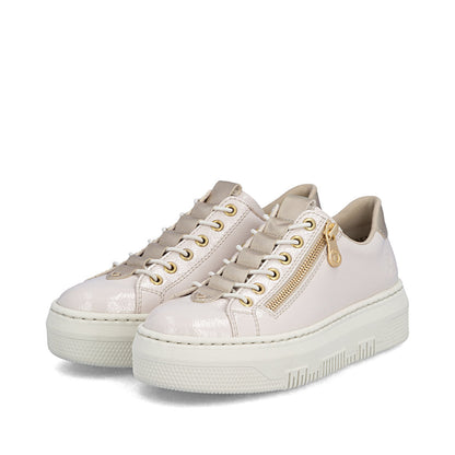 Rieker M1953-80 Beige Off White & Pale Gold F Fit Trainers