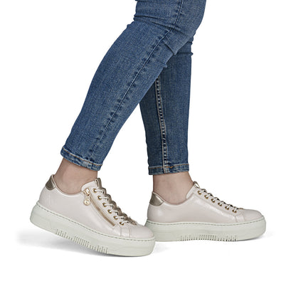 Rieker M1953-80 Beige Off White & Pale Gold F Fit Trainers