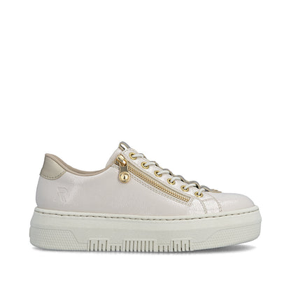 Rieker M1953-80 Beige Off White & Pale Gold F Fit Trainers