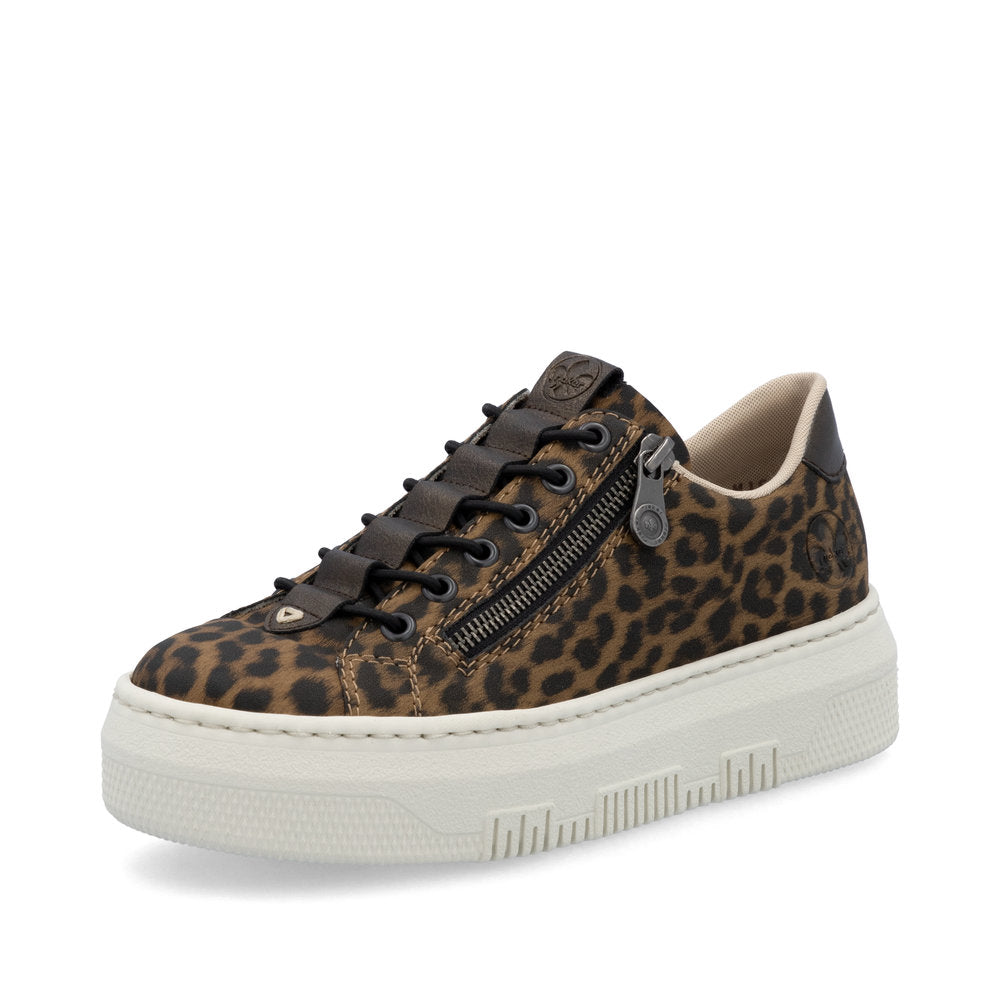 Rieker M1953-90 Leopard Sneakers with Side Zip