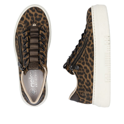 Rieker M1953-90 Leopard Sneakers with Side Zip
