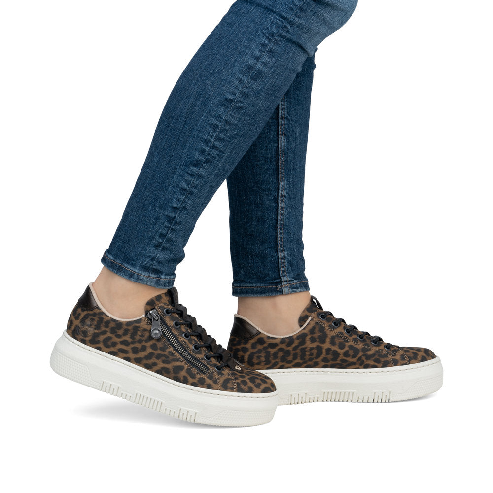 Rieker M1953-90 Leopard Sneakers with Side Zip