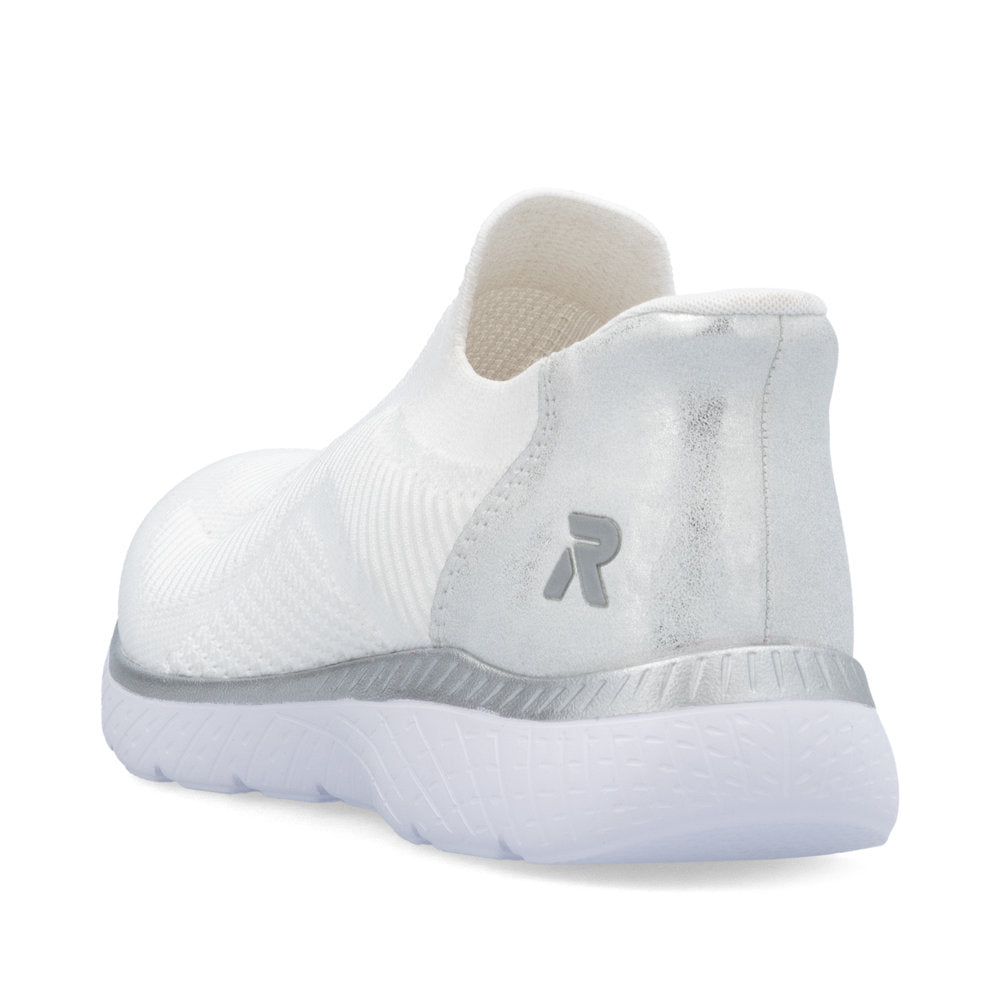 Rieker M5072-80 White & Silver Slip On Shoes