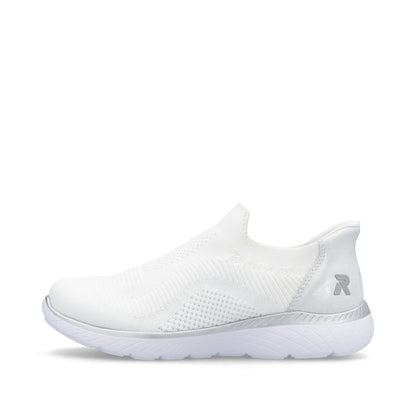 Rieker M5072-80 White & Silver Slip On Shoes