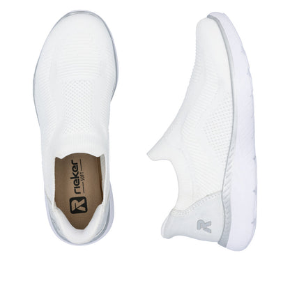 Rieker M5072-80 White & Silver Slip On Shoes