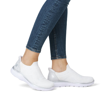 Rieker M5072-80 White & Silver Slip On Shoes