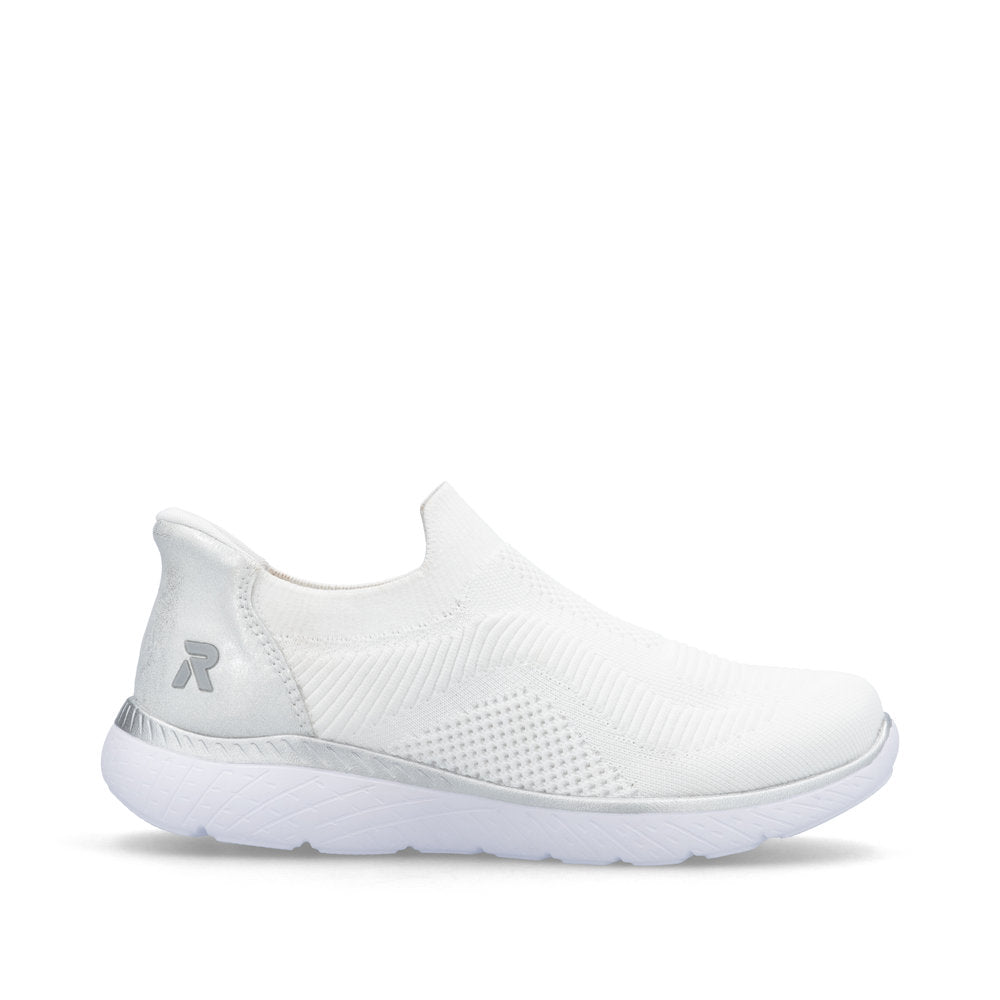 Rieker M5072-80 White & Silver Slip On Shoes
