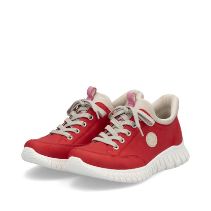 Rieker M5354-33 Scarlet Red Slip On Sneakers