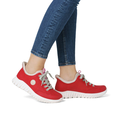 Rieker M5354-33 Scarlet Red Slip On Sneakers