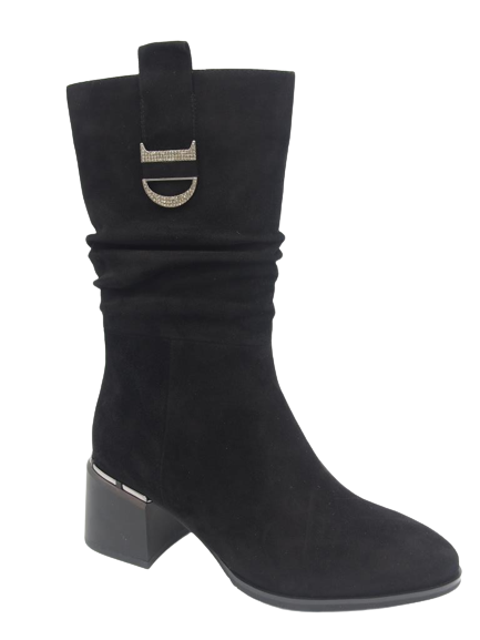 Loretta Vitale M571 Black Suede Long Boots