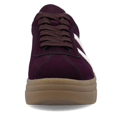 Rieker M7601-30 Wine & White Combi Platform Gum Sole Trainers