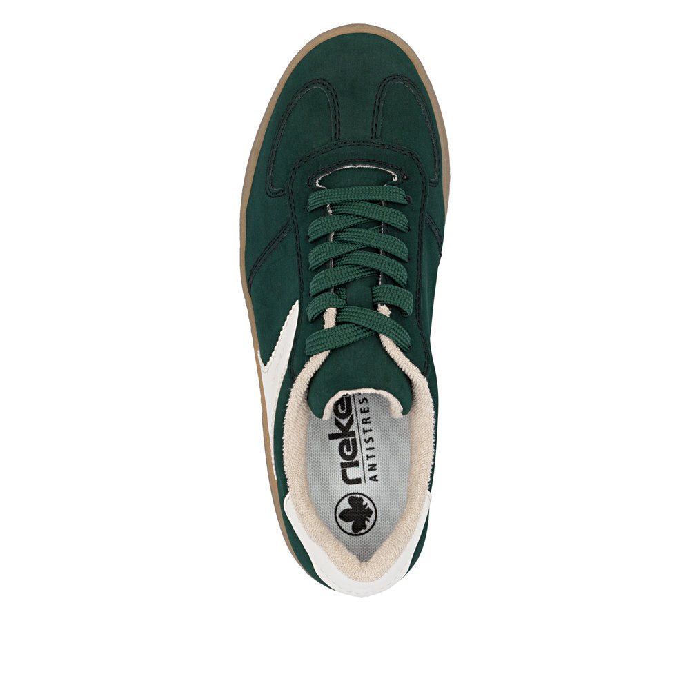 Rieker M7602-54 Green & Cream Combi Platform Gum Sole Trainers
