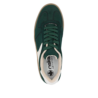 Rieker M7602-54 Green & Cream Combi Platform Gum Sole Trainers