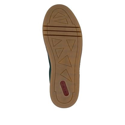 Rieker M7602-54 Green & Cream Combi Platform Gum Sole Trainers