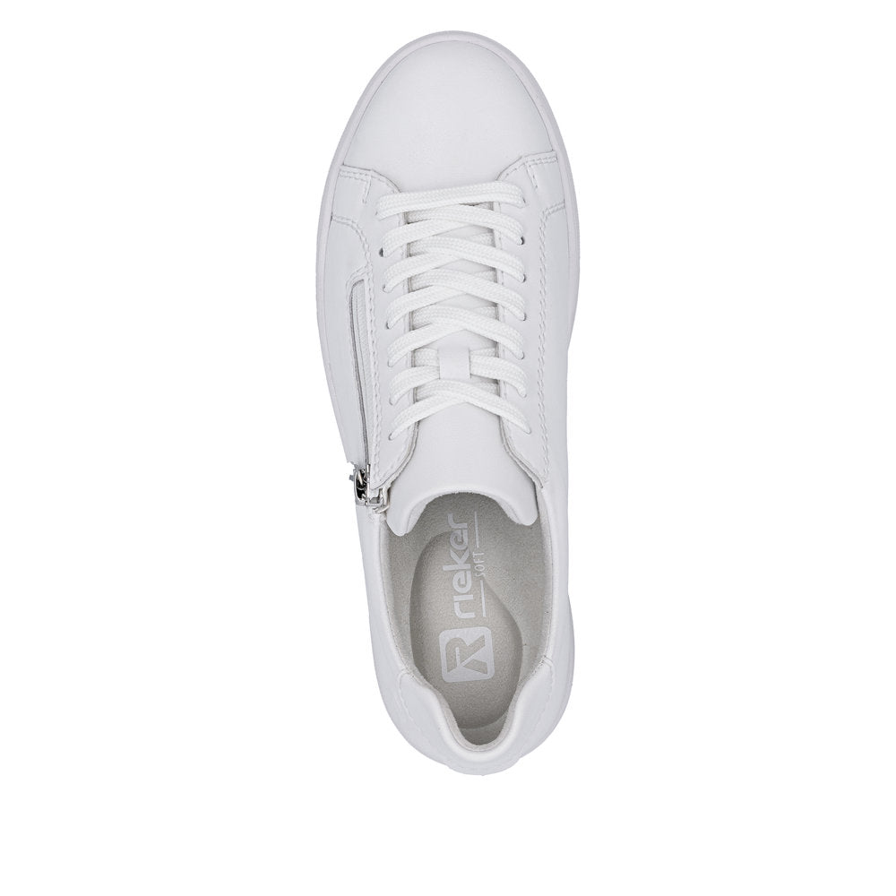 Rieker M7701-80 White F 1/2 Fit Trainers with Zip