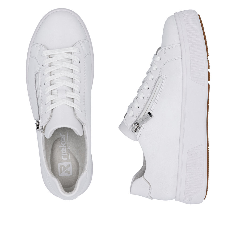 Rieker M7701-80 White F 1/2 Fit Trainers with Zip