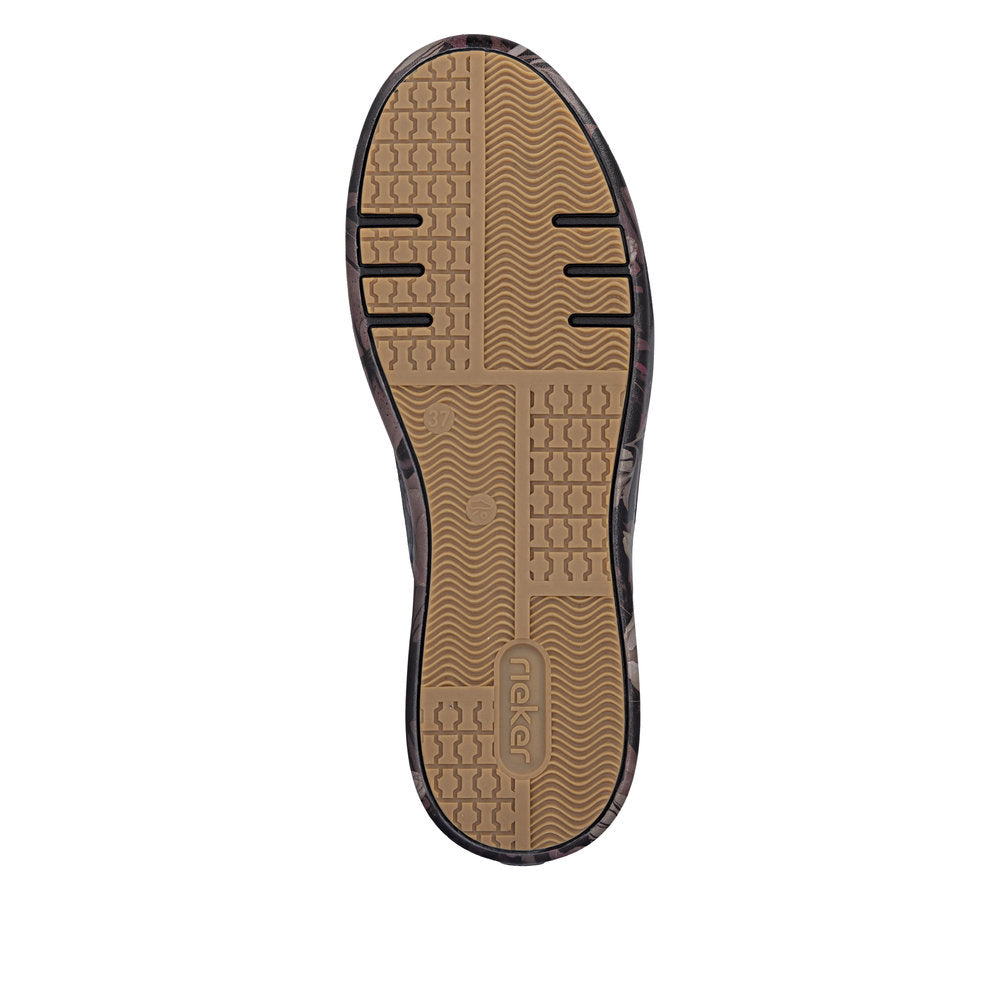 Rieker M7711-26 Nougat Brown & Black Multi Floral Trainers