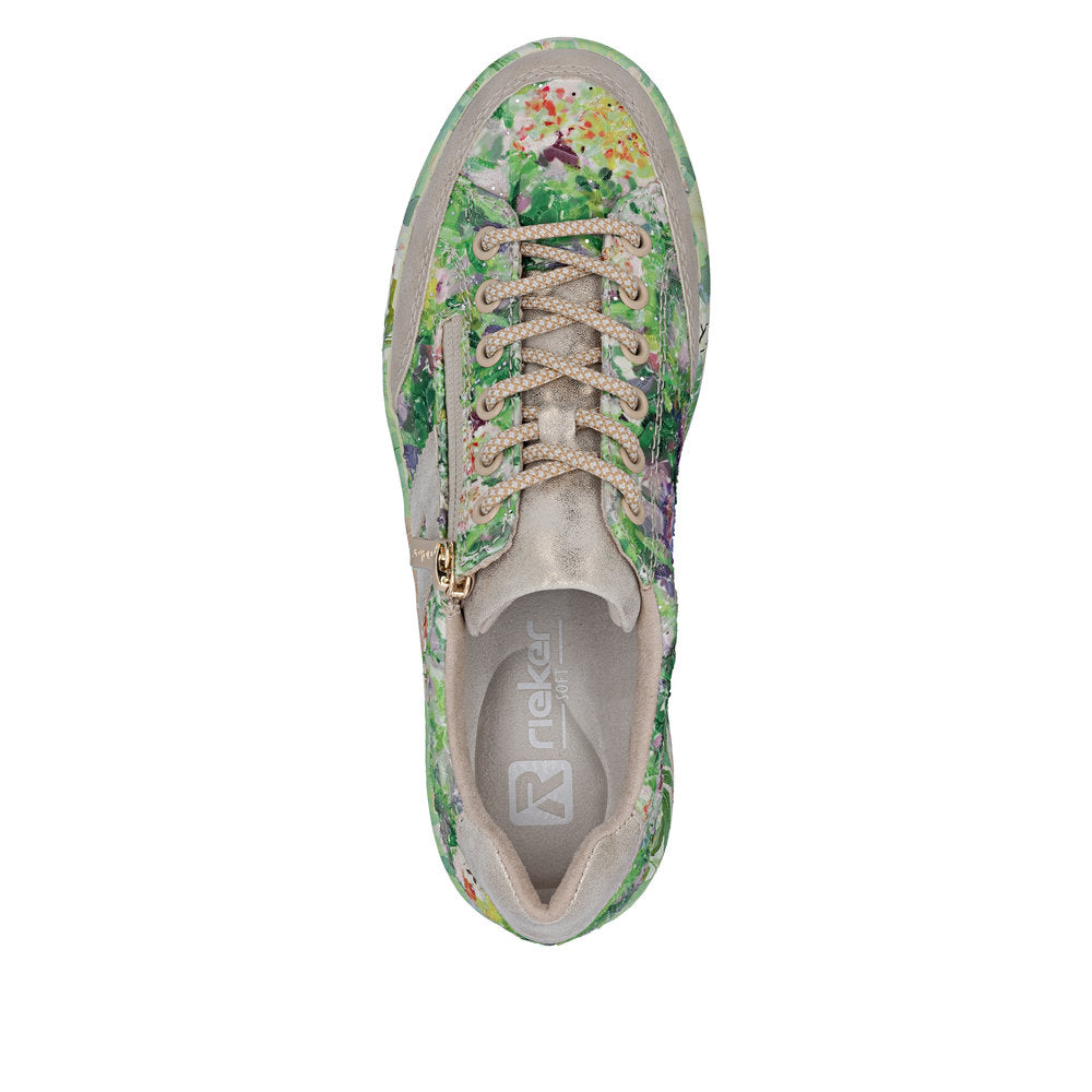 Rieker M7711-91 Beige Green Multi F 1/2 Fit Trainers