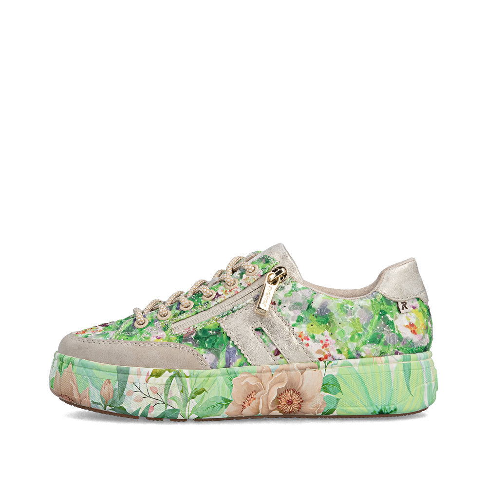 Rieker M7711-91 Beige Green Multi F 1/2 Fit Trainers
