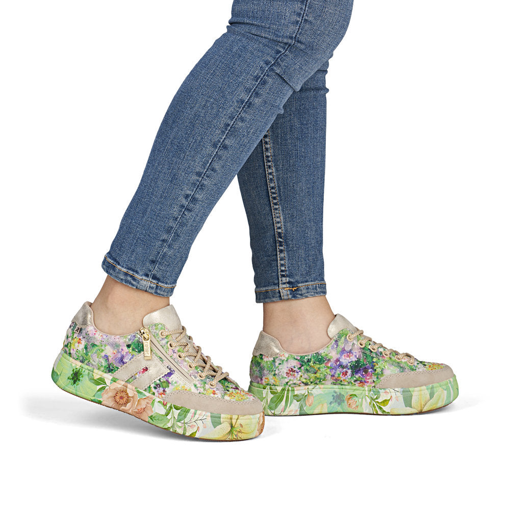 Rieker M7711-91 Beige Green Multi F 1/2 Fit Trainers