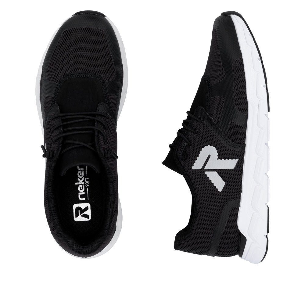 Rieker Soft M9000-00 Black Sneakers with White Sole