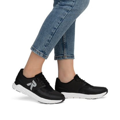Rieker Soft M9000-00 Black Sneakers with White Sole