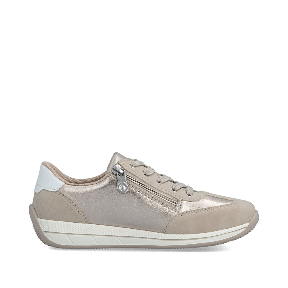 Rieker N1103-90 White, Beige, Light Brass & Gold H Fit Shoes with Zip
