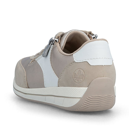 Rieker N1103-90 White, Beige, Light Brass & Gold H Fit Shoes with Zip
