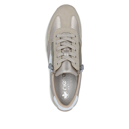 Rieker N1103-90 White, Beige, Light Brass & Gold H Fit Shoes with Zip