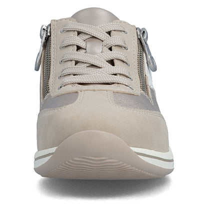 Rieker N1103-90 White, Beige, Light Brass & Gold H Fit Shoes with Zip