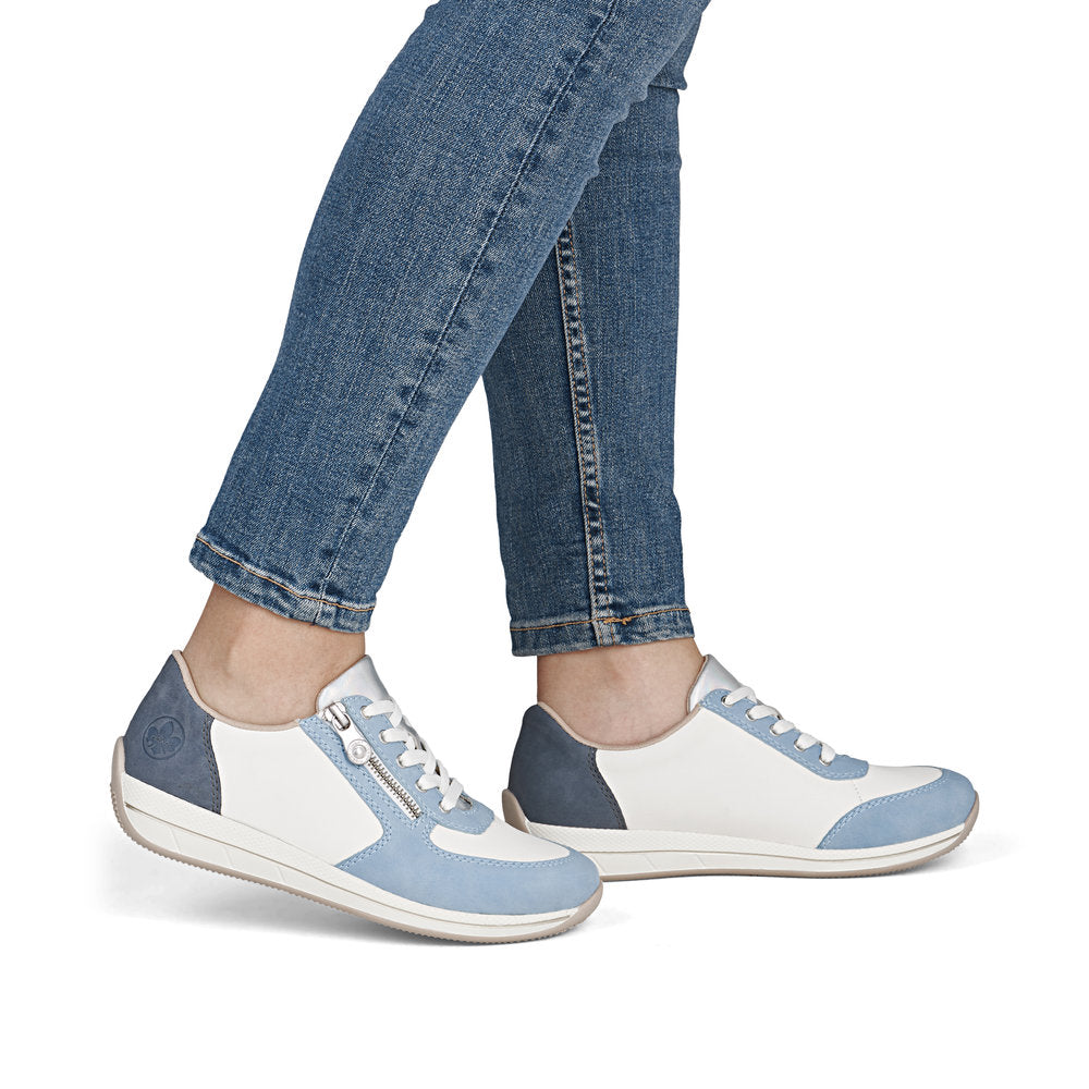 Rieker N1112-10 Aqua Blue Combi H Fit Zip Shoes