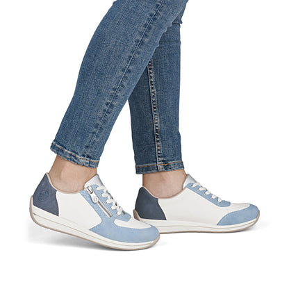 Rieker N1112-10 Aqua Blue Combi H Fit Zip Shoes