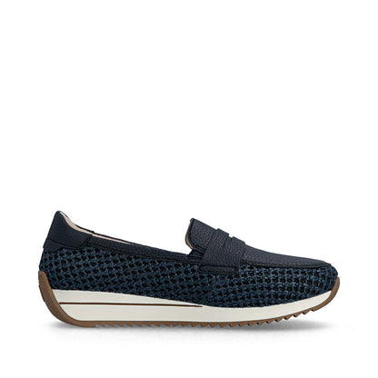 Rieker N1254-14 Navy H Fit Slip On Moccasins
