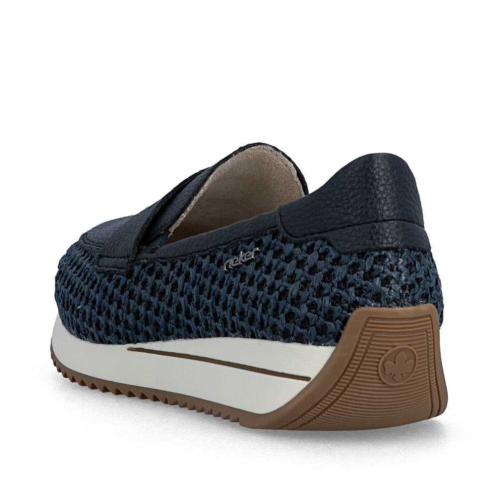 Rieker N1254-14 Navy H Fit Slip On Moccasins