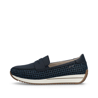 Rieker N1254-14 Navy H Fit Slip On Moccasins