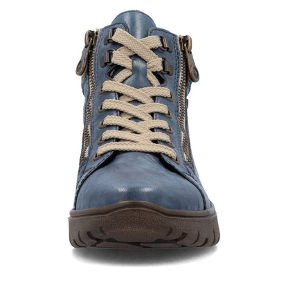 Rieker TEX N1305-14 H Fit Baltic Blue & Orange Multi Cuff Ankle Boots