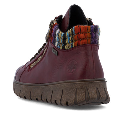 Rieker TEX N1305-35 H Fit Wine & Orange Multi Cuff Ankle Boots