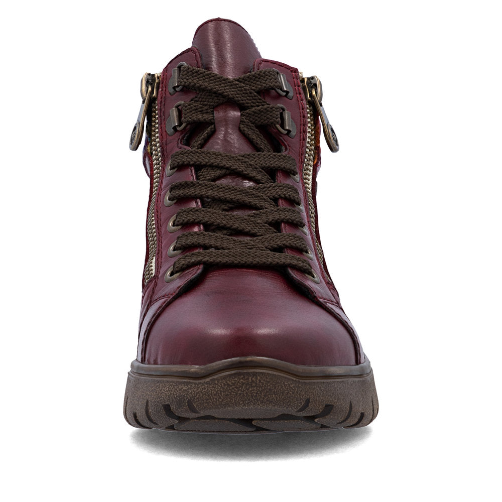 Rieker TEX N1305-35 H Fit Wine & Orange Multi Cuff Ankle Boots