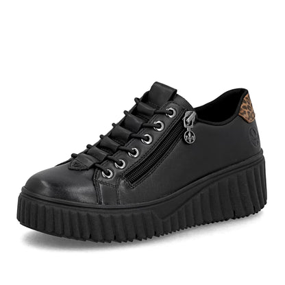Rieker N2555-01 Black & Leopard Print Sneakers