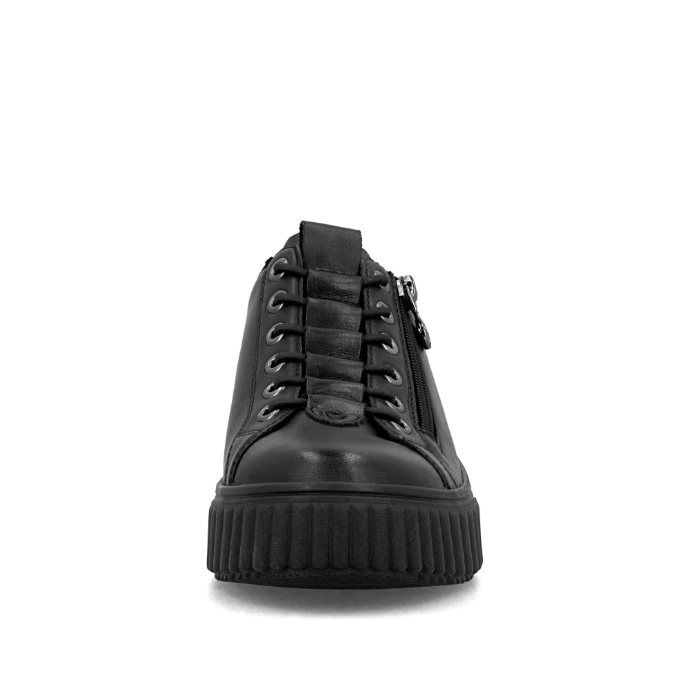 Rieker N2555-01 Black & Leopard Print Sneakers